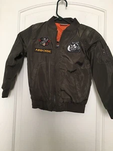 FASHION Boys Zip Up Flight Jacket Coat AIRBORNE Size 8 Black - Picture 1 of 11