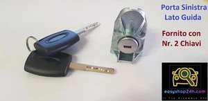 CILINDRETTO SERRATURA PORTA SX PER FORD FIESTA VI 08 B-MAX BLOCCHETTO 2 CHIAVE - Imagen 1 de 5