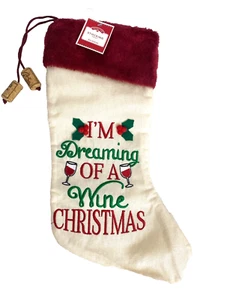 Christmas Stocking Dreaming of a Wine Christmas Drink Corks Gift Mom Friends - Picture 1 of 5