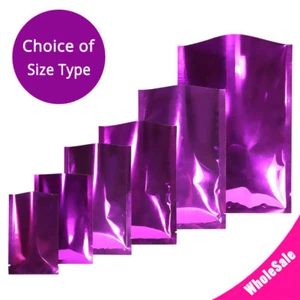 Many Sizes for Glossy Purple Flat Heat-Sealable Foil Open Top Pouch Bag P10 - Picture 1 of 15