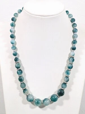 Collar Beachy Coastal Boho Verde Vidrio Graduado Redondo Cuentas 18 pulgadas Foto 1 de 4