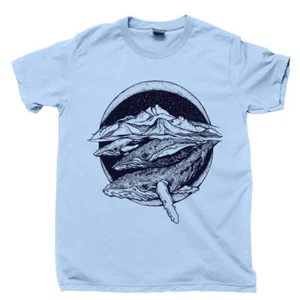 Camiseta de natación de ballenas azul profundo mar océano olas náuticas marinos mamíferos camiseta - Imagen 1 de 13