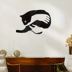 Black Cat Metal Wall Art Decor Metal Wall Hanging for Living Room Bedroom - Picture 1 of 6