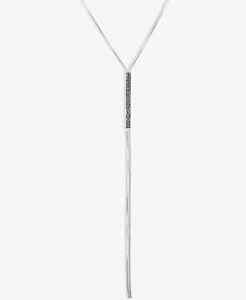 Lucky Brand Silver Tone Pavé Bar Lariat Necklace One Size