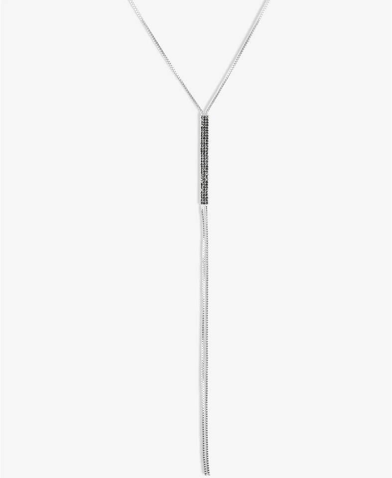 Lucky Brand Silver Tone Pavé Bar Lariat Necklace One Size - Image 1 of 1
