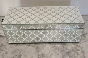 Joyero Colección Hotel Cofre Almacenamiento Espejo Diamante Diseño Brillante 12x5x4" - Imagen 1 de 4