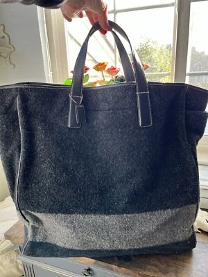 Bolso de Mano Coach Vintage Raro XLarge Weekender Negro Gris Lana Rayas G05-5479 Foto 1 de 4