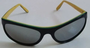 NUEVO CON ETIQUETAS Gafas de sol vintage envolventes estilo Balorama multicolor color negro/verde/amarillo - Imagen 1 de 5