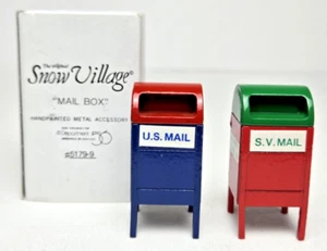 Dept 56 Snow Village Lot of 2 Mail Box Metal Accessories Green, Red & Blue, Red - Picture 1 of 9
