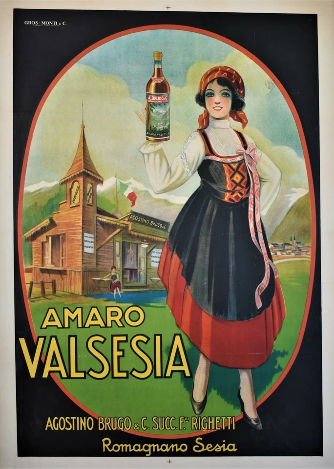 Original 1920s Italian Spirits Poster for Amaro Valsesia — 第 1/1 张图片