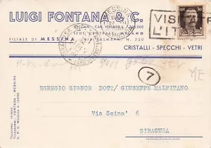 A6782 TESTATINA MESSINA LUIGI FONTANA & C CRISTALLI SPECCHI VETRI VIAGGIATA 1939 - Bild 1 von 2