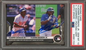 Vladimir Guerrero Sr., Vladimir Guerrero Jr. Signed 2021 Topps Now #417 - Auto G - Foto 1 di 2