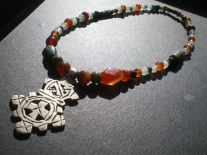 1 Halskette Koptisches Kreuz Äthiopisch, Cornalines, Jadeites, Böhmen... 45 cm!! - Bild 1 von 1