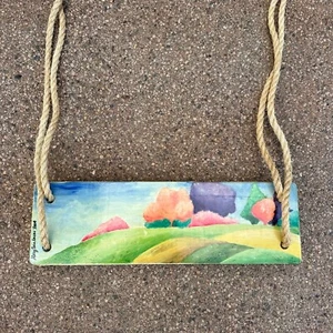 Vintage Tree Swing Braided Rope Hand Painted Landscape 2004 MaryAnn Lucas Artist - Picture 1 of 11