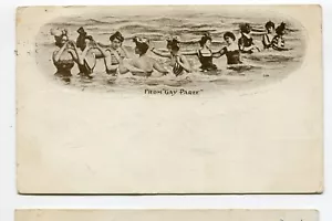 Vintage Postcard early 1900s "Gay Paree" WOMEN SWIMMING UDB - Picture 1 of 2