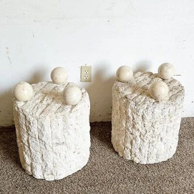 Postmodern Tessellated Stone Circular Side Tables - Image 1 of 4