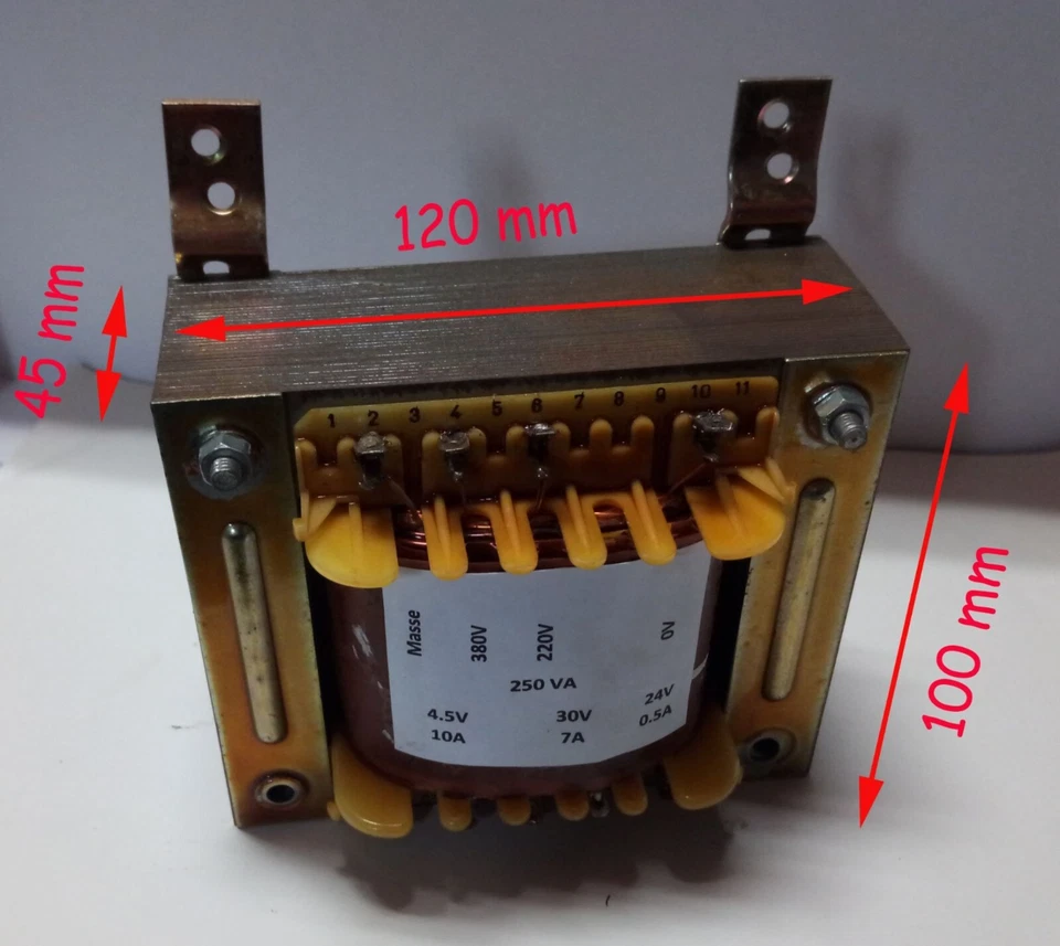 Transformateur  220v/380v   4.5V 10A   30V 7A   24V 0.5A - Photo 1/1