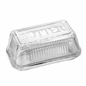 Clear Glass Butter Dish with Lid,Heavy Thick Cover,Dishwasher Safe. - Picture 1 of 7