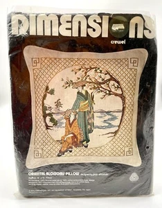 Dimensions Crewel '78 Vtg Oriental Blossoms Embroidery Pillow Kit USA - Picture 1 of 2