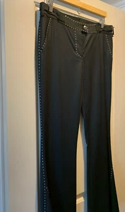 Pantalone JOHN GALLIANO nero lana gamba svasata impreziosito TG FR 44/US 10 nuovo senza etichette - Foto 1 di 10