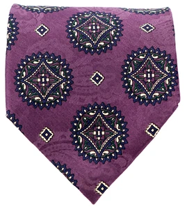 Vintage Retro Saliari Italien Herren Krawatte Seidentwill großer Druck Foulard 59 x 3,75 - Bild 1 von 3