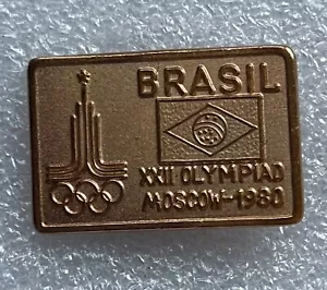 Rarissima spilla olimpica distintivo NOC BRASIL 1980 MOSCA URSS / Russia - Foto 1 di 2