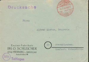 Gebühr bezahlt Beleg 16.7.48 roter Tailfingen - Obernkirchen Enzian Fabrikate - Bild 1 von 1