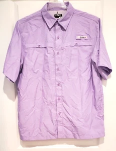 Habit Shirt Mens M Short Sleeve Lavender Lightweight Pockets Button Fishing - Picture 1 of 7