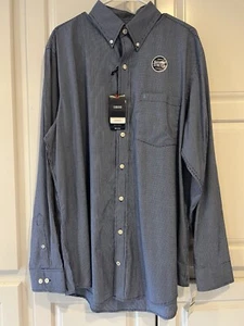 IZOD NWT Men’s Premium Essentials Long Sleeve Button-Up Shirt Navy Large Tall - Picture 1 of 4