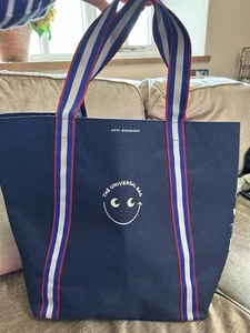 (113)Tesco Anya Hindmarch Universal Bag Navy Blue Shopping Tote Shopper - Picture 1 of 7