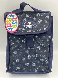 Bolsa de almuerzo aislada Lisa Frank azul oscuro metálica texturizada estrellas y corazones - Imagen 1 de 10