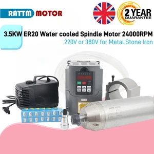 【GB】3.5KW ER20 Water cooled Spindle Motor 220/380V 24000RPM for Metal Stone Iron - Picture 1 of 17