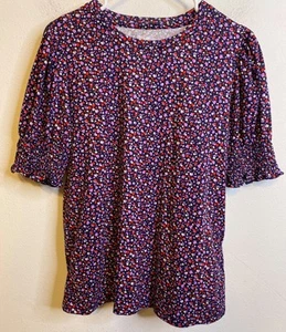 NUEVA Camisa Gap Para Mujer con Mangas Abullonadas Caladas Algodón Orgánico Blusa PEQUEÑA - Imagen 1 de 4