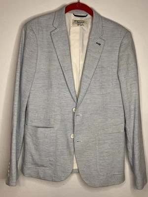 Chaqueta Blazer Deportiva Penguin Para Hombre Azul Algodón Mezcla Lino Talla Pequeña Rayas Foto 1 de 4