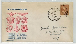 WW2 Patriotic 1945 HARTFORD CONNECTICUT ALL FIGHTING FOR BY COZ ART - Picture 1 of 1