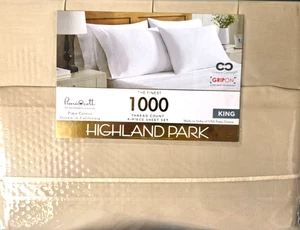 Set lenzuola 6 pezzi Highland Park 1000 fili - farina d'avena beige - king size - Foto 1 di 11