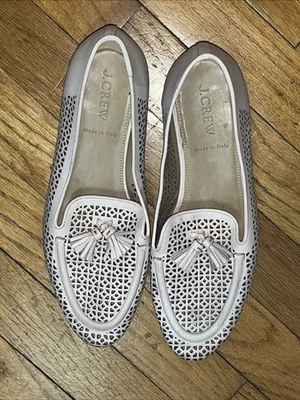 J. Zapatos Crew Mocasines Borla Beige Cuero Desnudo Hechos en Italia Perforados Talla 7.5 Foto 1 de 4