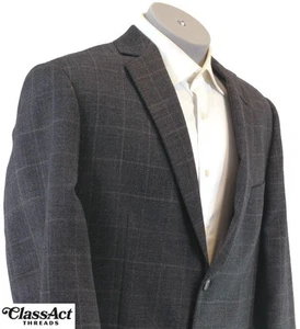 Pronto Uomo Platinum Gray Plaid Blazer Men Sport Coat Windowpane Jacket 46R - Picture 1 of 7