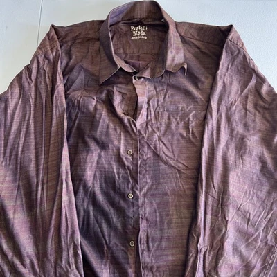 Fratelli Moda Rust Red Italian Long Sleeve Button Up Business Casual 2XL - Image 1 of 3