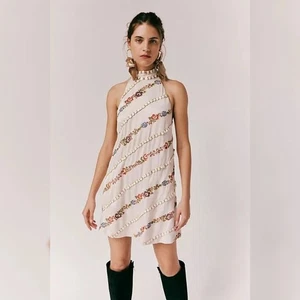 Free People Rene Mini Dress Crossstitch Style Embroidered Floral Women's Size XL - Picture 1 of 14