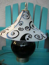 STEVEN CORREIA  BLACK-AND-WHITE ART GLASS TABLE LAMP signed & dated MODERN