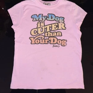 Vintage Y2K Juicy Couture My Dog Is Cuter Than Yours T-shirt Size 7 - Picture 1 of 5