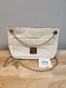 Anne Klein Return To Nature Purse Faux Leather White W/ Gold Chain  - Picture 1 of 12