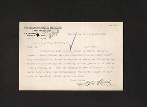 Southern States Despatch - 1903 letter signed by railroad agent J. H. Leonard - Picture 1 of 1