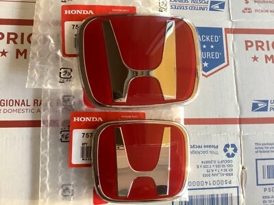 2pcs set Honda Fit GE 09 - 13 JDM Red H Front Rear Type R grille emblem logo - Image 1 of 2