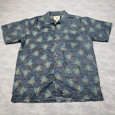 Joe Marlin Hawaiian Shirt Mens XL Blue Pineapple Print Short Sleeve Button Up - Image 1 of 4