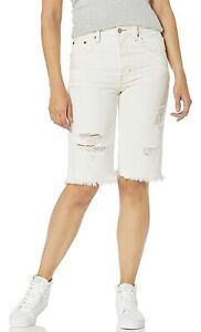 Lucky Brand Women's distressed destroyed Lucky PINS Bermuda Short (White, 0/25)