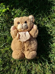 Orsacchiotto Applausi Orsacchiotto Marrone con Bavaglino Peluche 1984 Vintage 12" - Foto 1 di 11