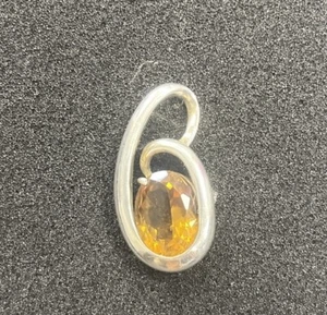 Vintage 925 Sterling Silver Topaz Quartz Pendant Hong Kong Hallmark 1.5” - Picture 1 of 5