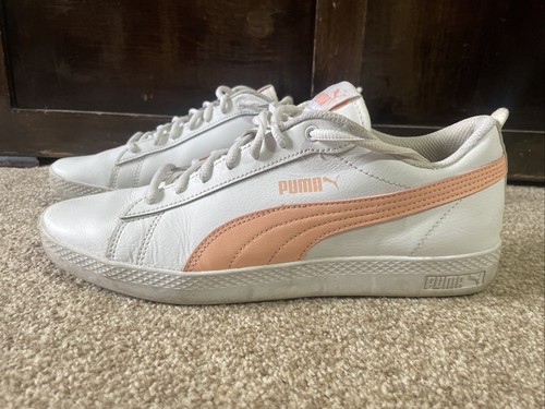 Scarpe da ginnastica donna Puma Smash V2 bianche e rosa taglia UK 7 EU 40 5